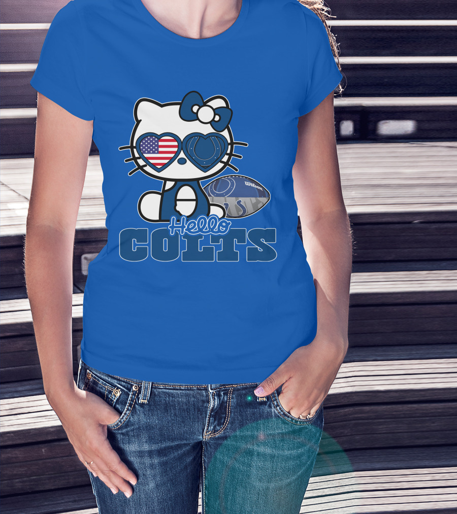 Hello Kitty Indianapolis Colts Football Fan USA Flag T-Shirt