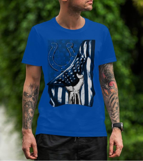 Indianapolis Colts American Flag Horseshoe T-Shirt