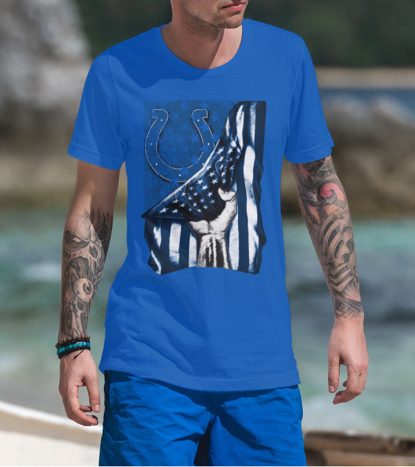 Indianapolis Colts American Flag Horseshoe T-Shirt