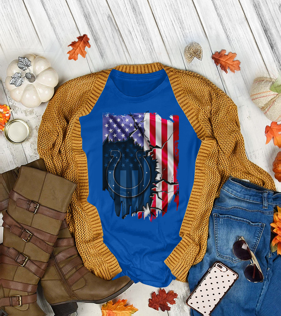 American Flag Indianapolis Colts Horseshoe T-Shirt