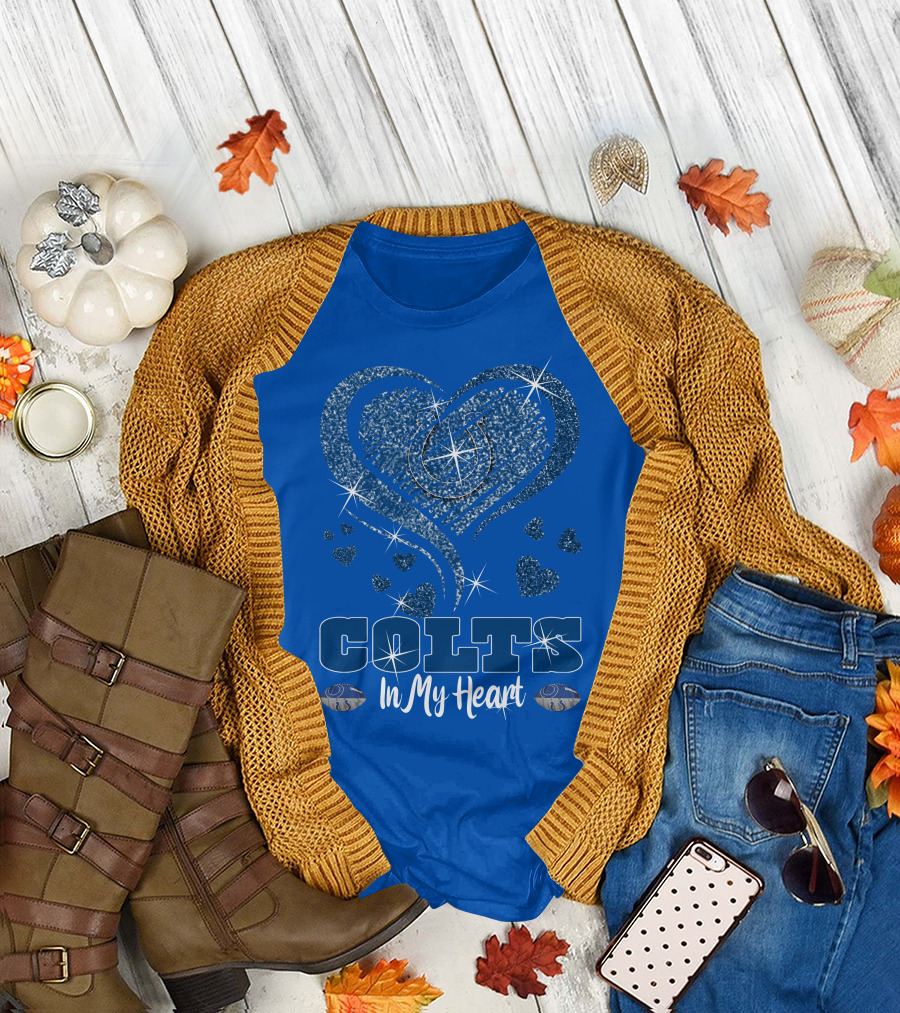 Colts In My Heart Sparkling Blue Heart T-Shirt
