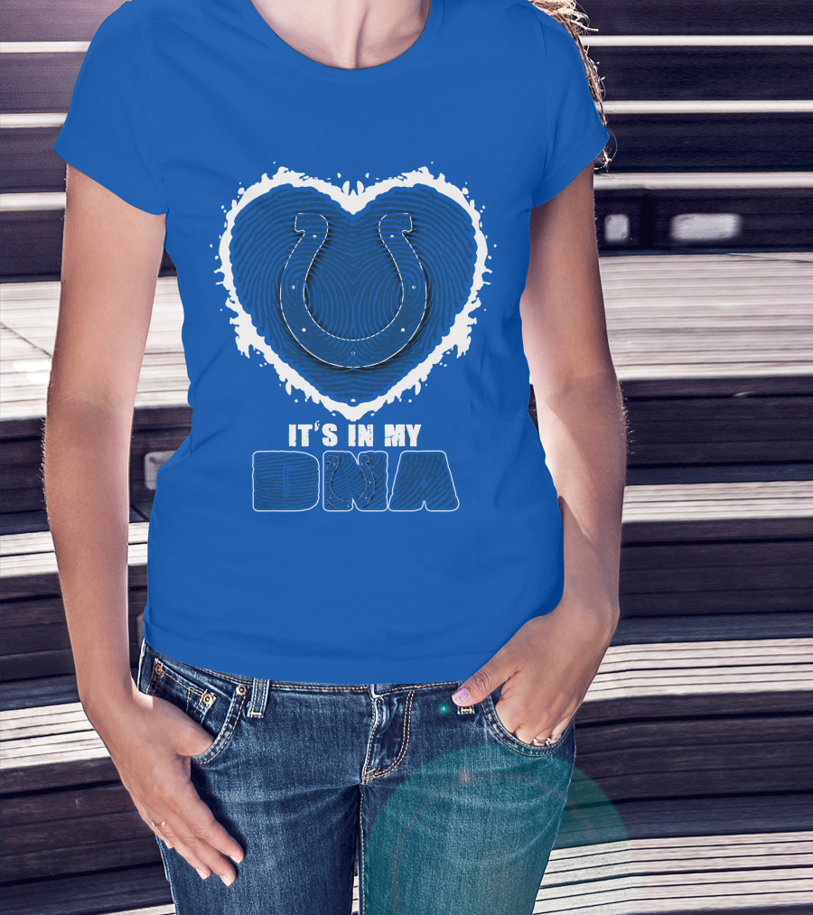 Indianapolis Colts It's In My Dna Heart Horseshoe Fingerprint T-Shirt
