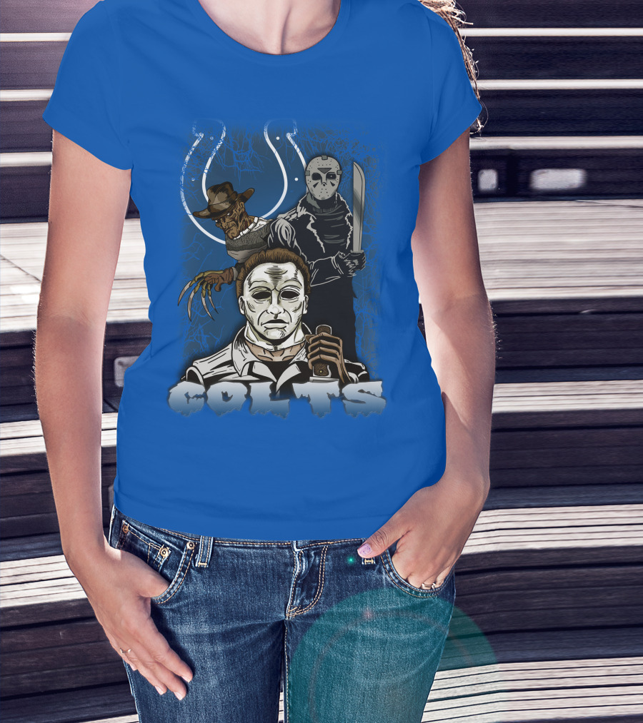 Colts Indianapolis Horror Characters Halloween Mashup T-Shirt