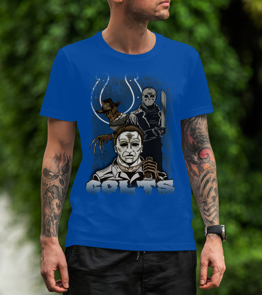 Colts Indianapolis Horror Characters Halloween Mashup T-Shirt