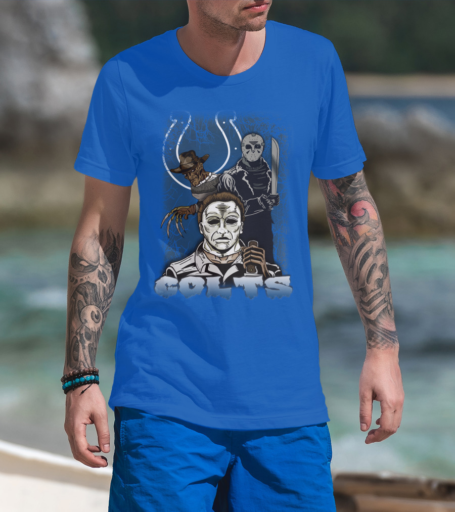 Colts Indianapolis Horror Characters Halloween Mashup T-Shirt
