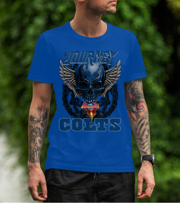 Journey Indianapolis Colts Skull Wings Chains T-Shirt