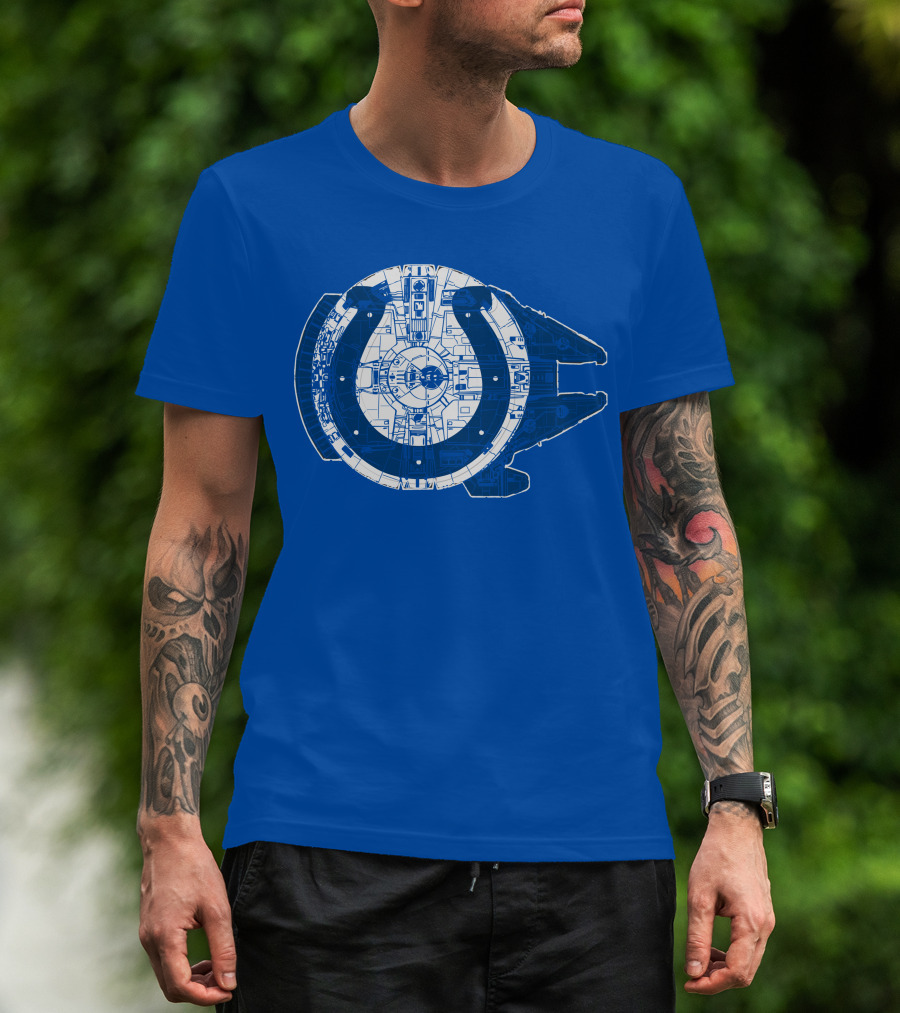 Indianapolis Colts 55 Millennium Falcon Blueprint T-Shirt