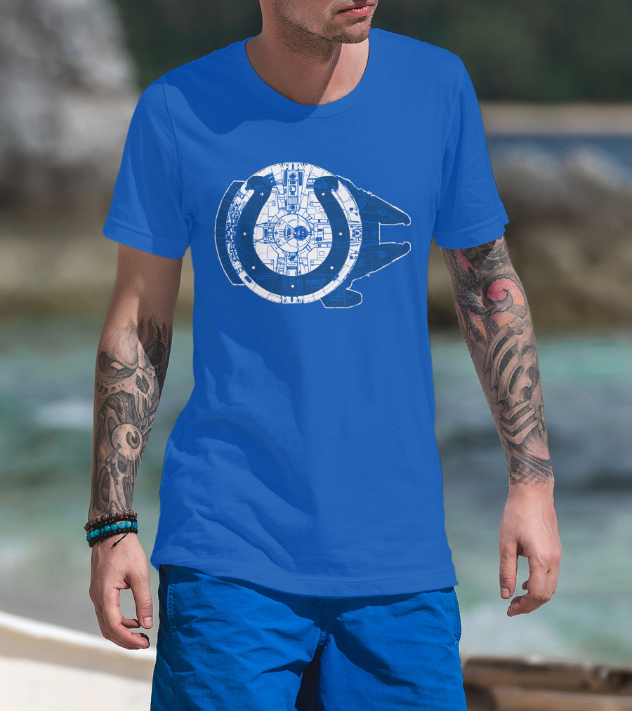 Indianapolis Colts 55 Millennium Falcon Blueprint T-Shirt