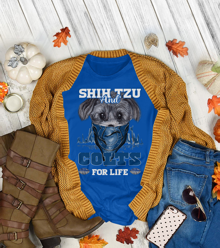 SHIH TZU AND COLTS FOR LIFE Indianapolis T-Shirt