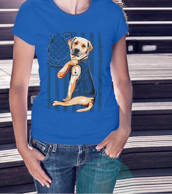 Labrador Retriever I Love Mom Indianapolis Colts T-Shirt