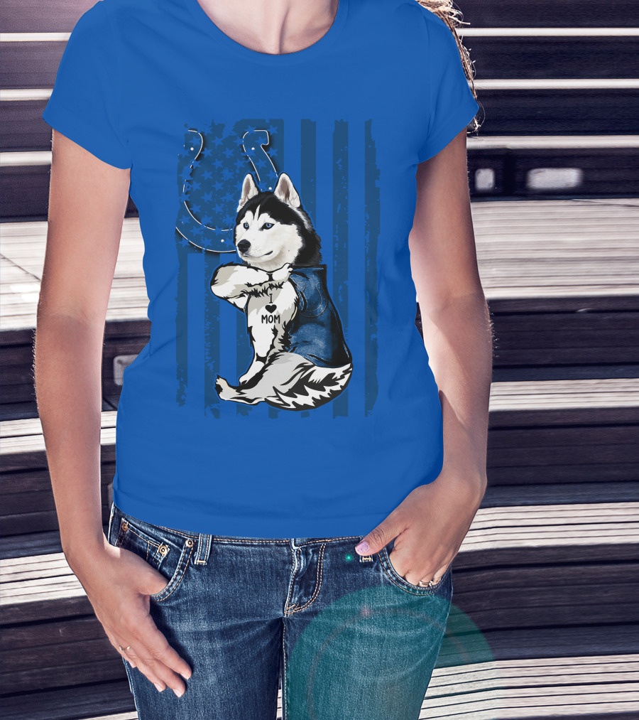 Siberian Husky Mom Indianapolis Colts Blue Iconic Fan Loyalty T-Shirt