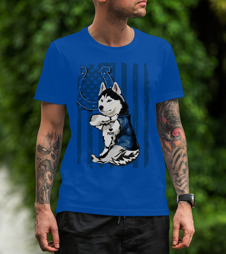 Siberian Husky Mom Indianapolis Colts Blue Iconic Fan Loyalty T-Shirt