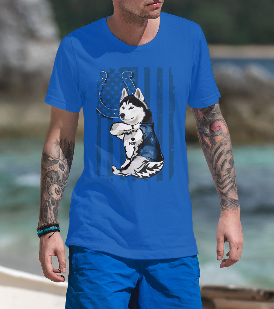 Siberian Husky Mom Indianapolis Colts Blue Iconic Fan Loyalty T-Shirt