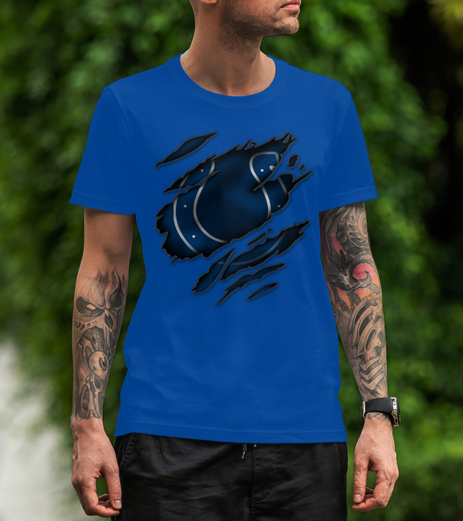 Indianapolis Colts Blue Horseshoe Logo Tear T-Shirt