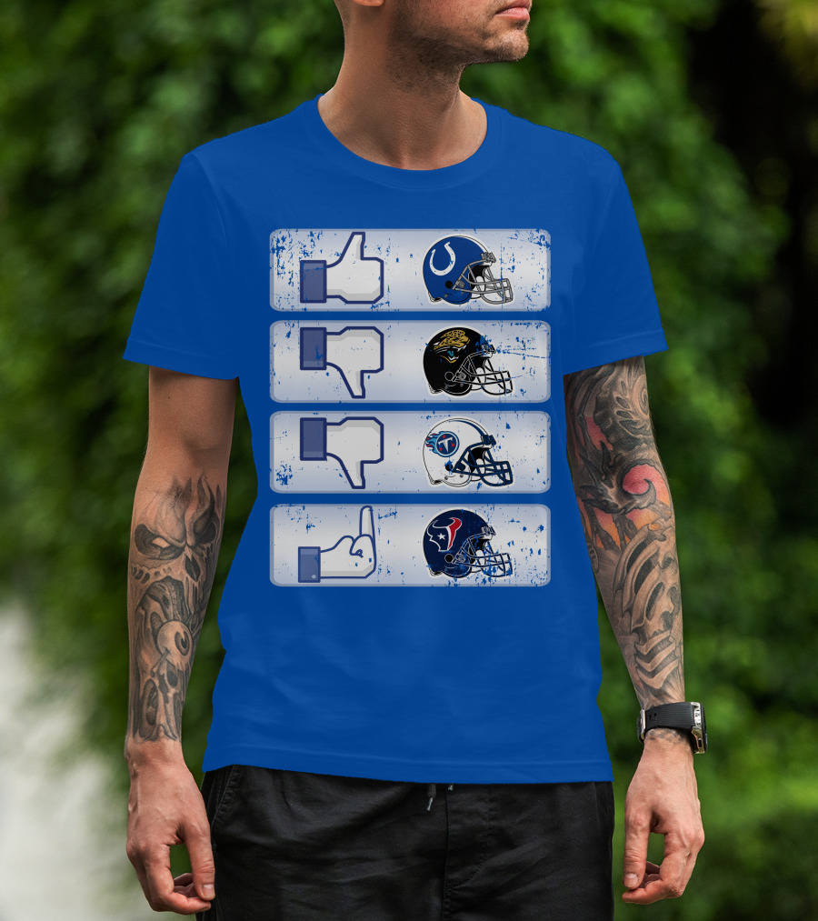 Indianapolis Colts Helmet Thumbs Up Rival Nfl Teams Jaguars Titans Texans T-Shirt