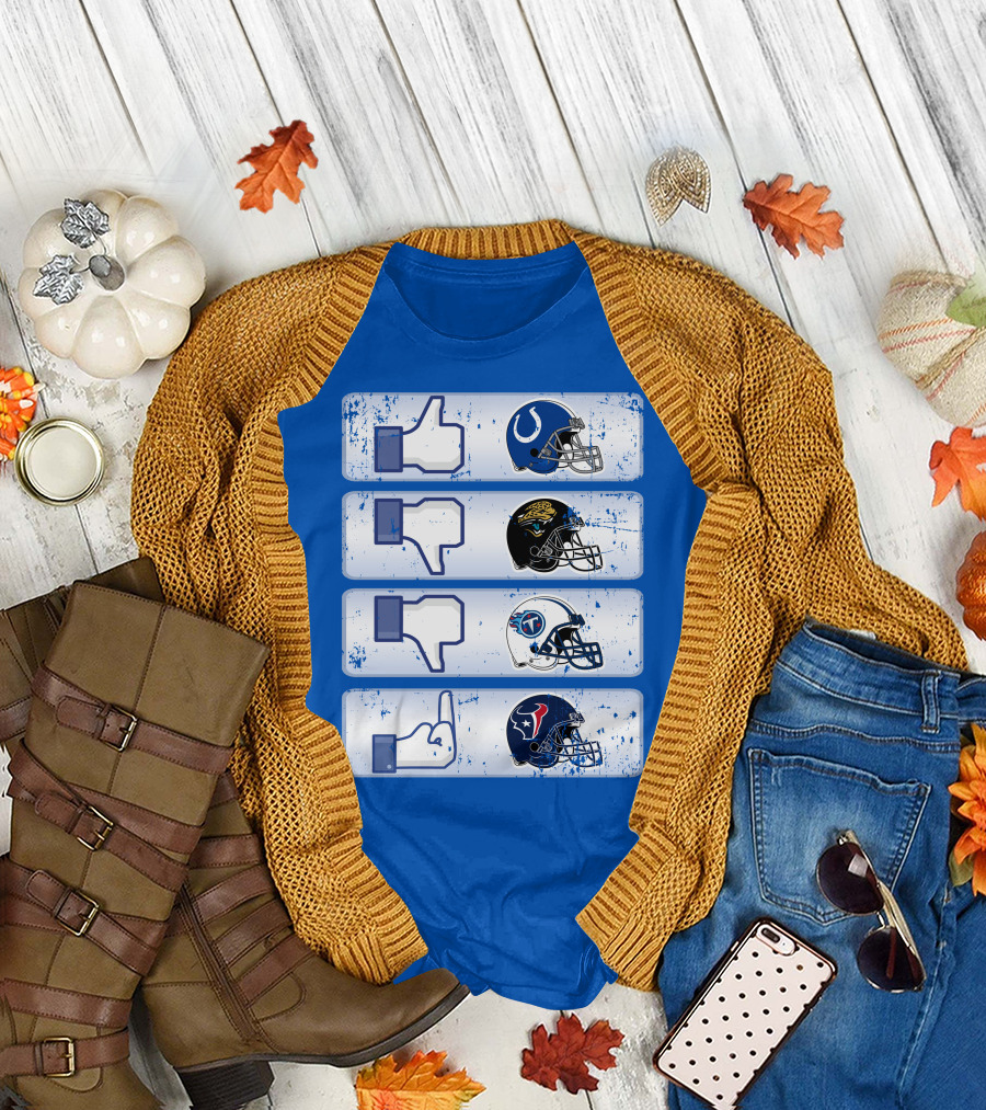 Indianapolis Colts Helmet Thumbs Up Rival Nfl Teams Jaguars Titans Texans T-Shirt