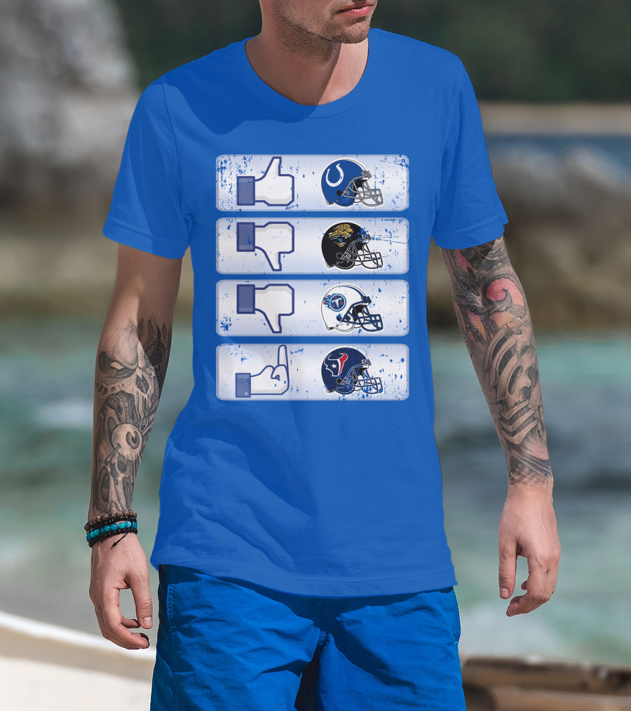 Indianapolis Colts Helmet Thumbs Up Rival Nfl Teams Jaguars Titans Texans T-Shirt