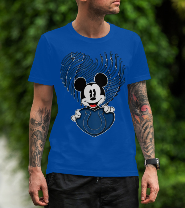 Mick Mickey Heart Indianapolis Colts Iconic Blue Fan T-Shirt