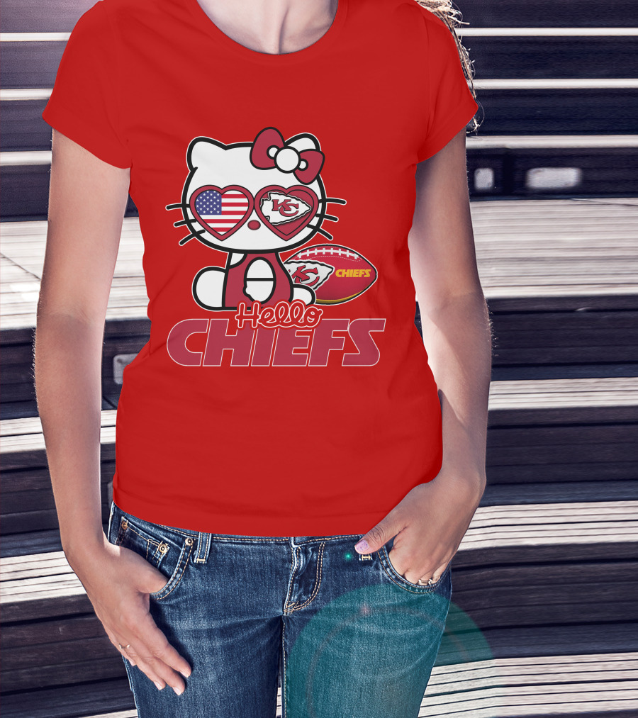 Hello Kitty Chiefs Kansas City Football USA T-Shirt