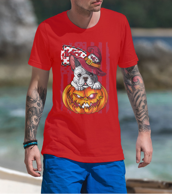 Hlw Bulldog Halloween Kansas City Chiefs Pumpkin T-Shirt