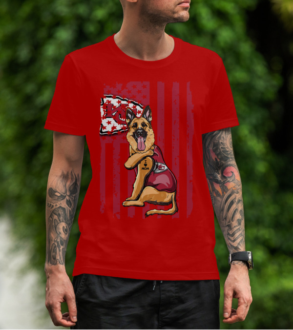 Kansas City Chiefs German Shepherd I Love Mom T-Shirt