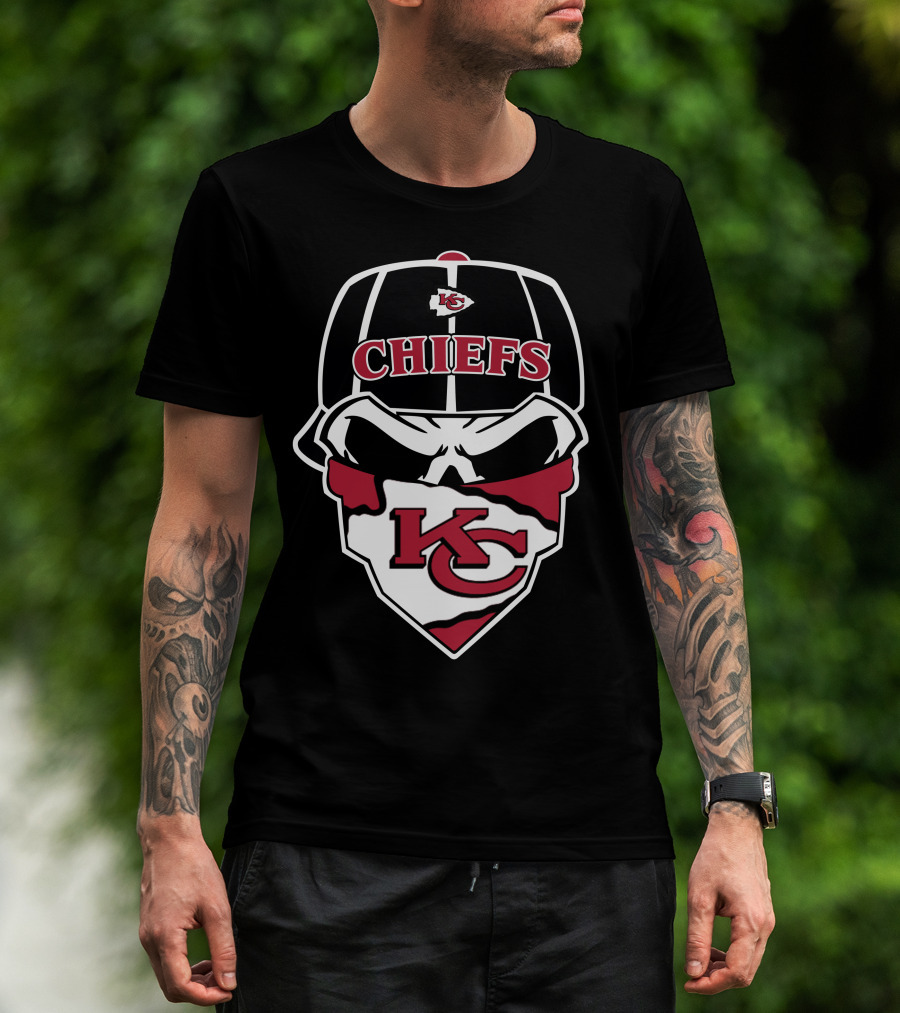 Kansas City Chiefs Kc Logo Skull Cap Bandana T-Shirt