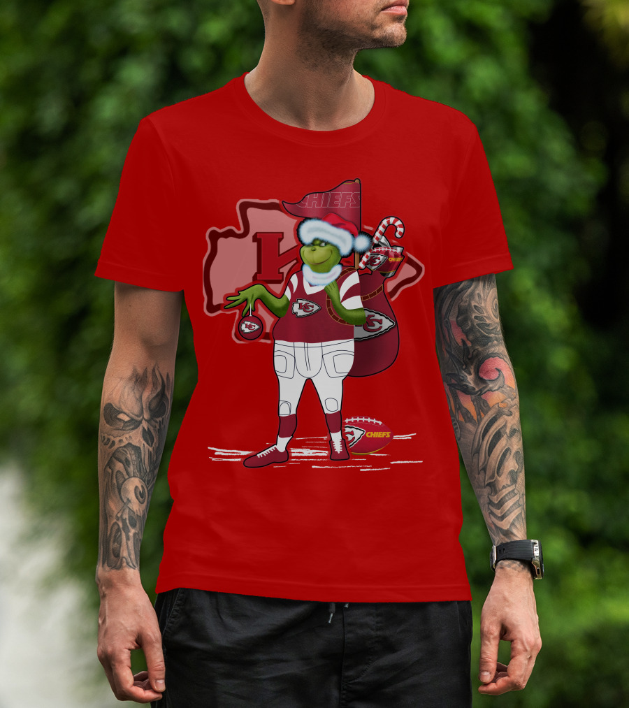Grinchxmas Kansas City Chiefs Holiday Football Theme T-Shirt