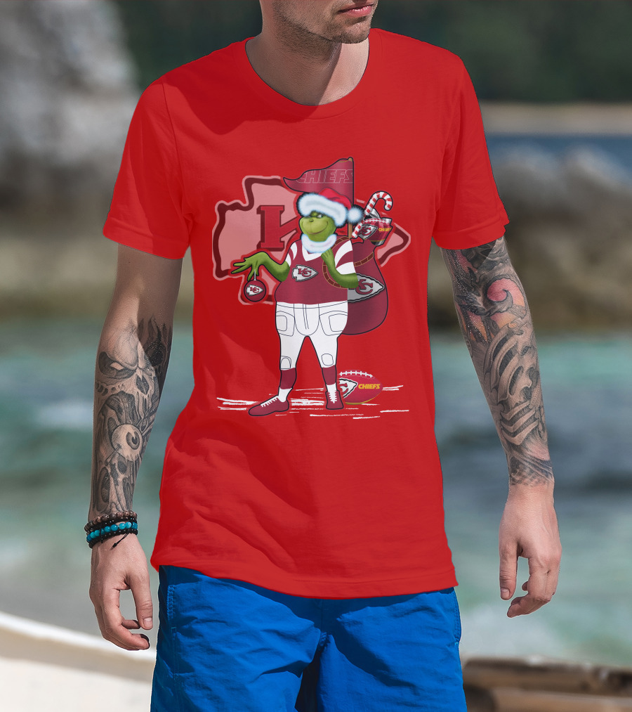 Grinchxmas Kansas City Chiefs Holiday Football Theme T-Shirt