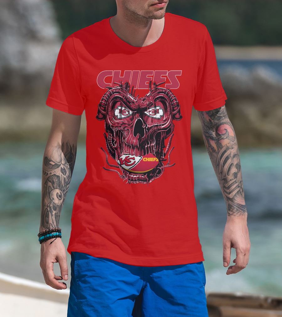 Chiefs Dragonskull Kansas City Football T-Shirt