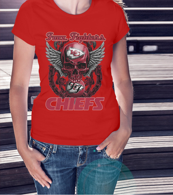 Foo Fighters Kansas City Chiefs Winged Skull T-Shirt