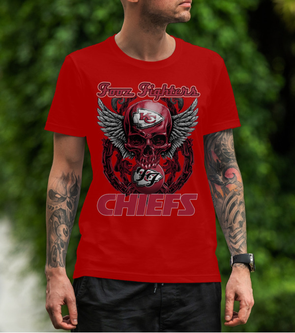 Foo Fighters Kansas City Chiefs Winged Skull T-Shirt