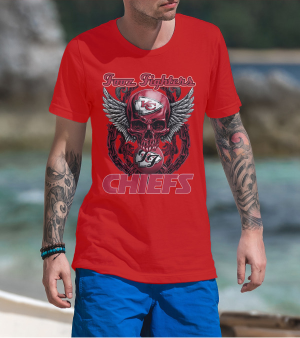Foo Fighters Kansas City Chiefs Winged Skull T-Shirt