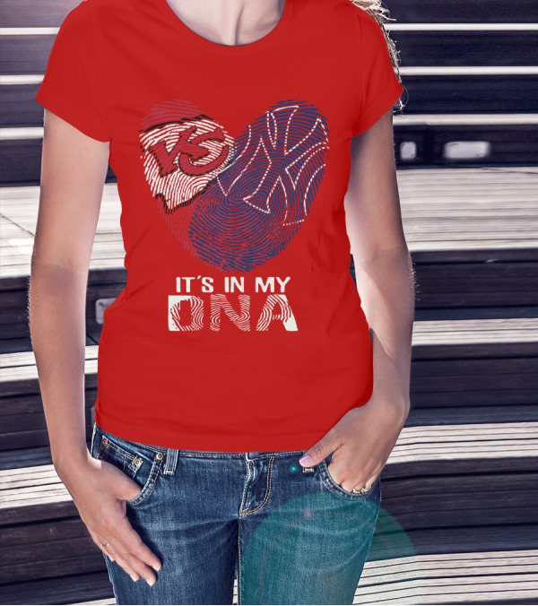 Kansas City Chiefs It's In My Dna Football Fingerprint Heart T-Shirt