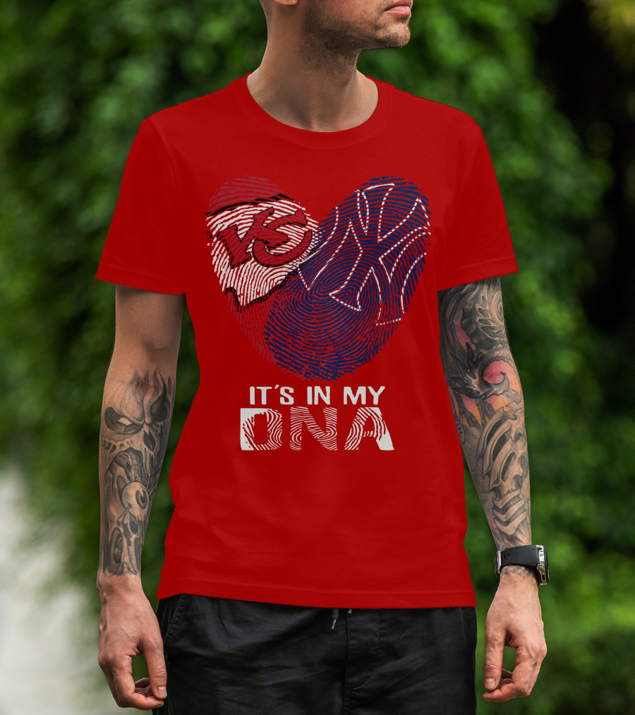 Kansas City Chiefs It's In My Dna Football Fingerprint Heart T-Shirt