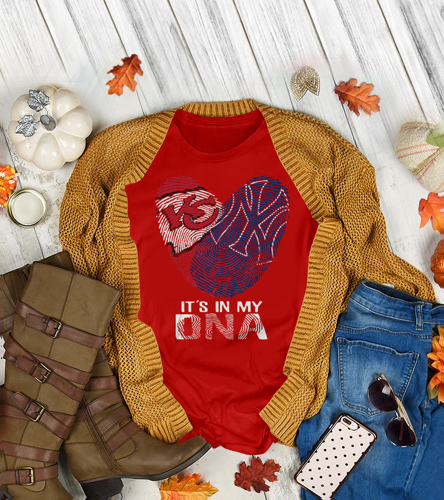 Kansas City Chiefs It's In My Dna Football Fingerprint Heart T-Shirt