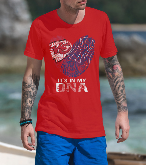 Kansas City Chiefs It's In My Dna Football Fingerprint Heart T-Shirt