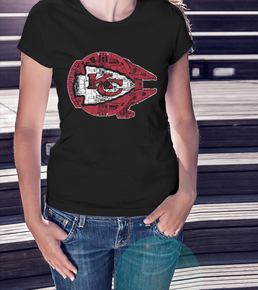 Kansas City Chiefs Star Wars Millennium Falcon 49 Logo Combo T-Shirt