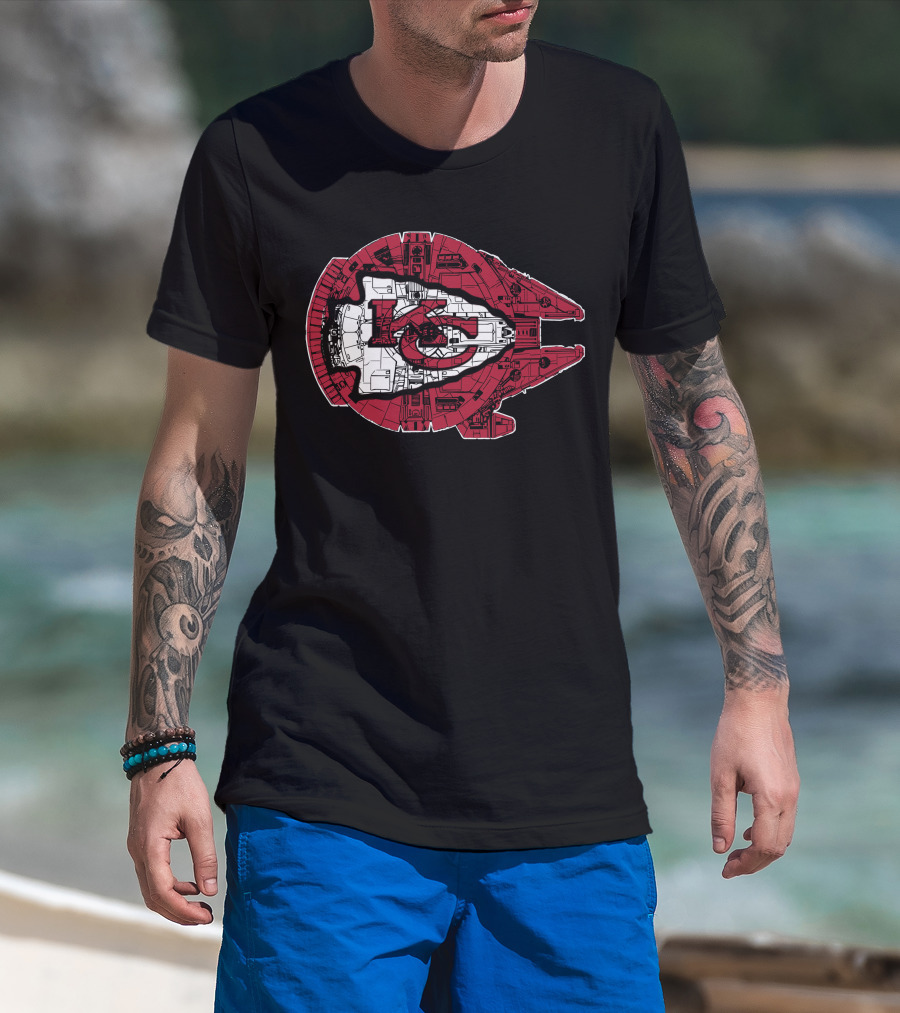 Kansas City Chiefs Star Wars Millennium Falcon 49 Logo Combo T-Shirt