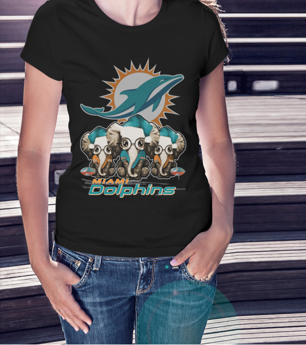 Miami Dolphins Xmas Elephants T-Shirt