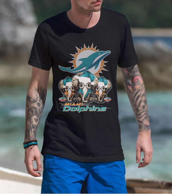 Miami Dolphins Xmas Elephants T-Shirt