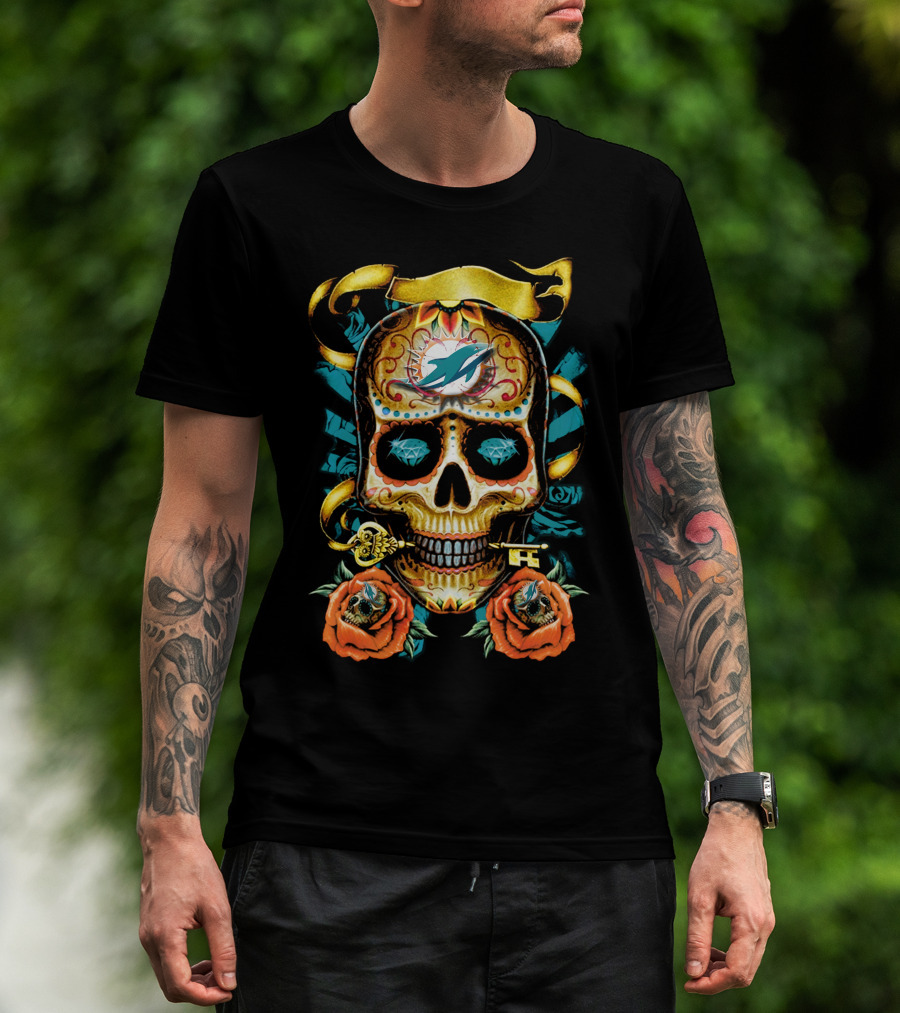 Miami Dolphins Sugar Skull T-Shirt