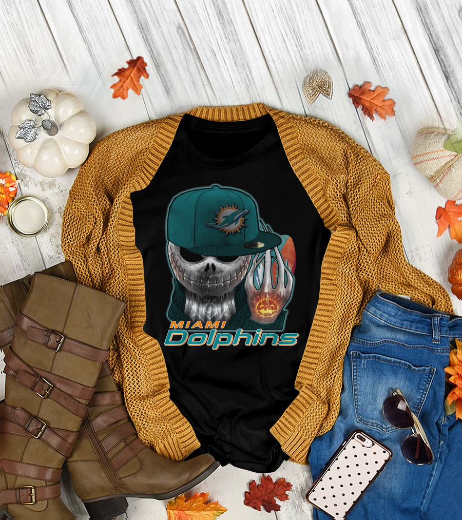 Jackskull Miami Dolphins Halloween T-Shirt