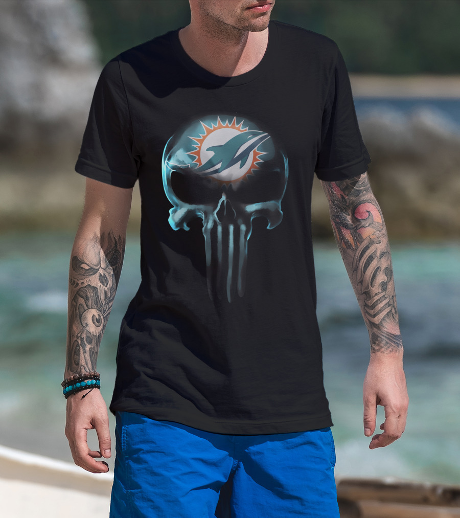 Miami Dolphins 30 Skull T-Shirt