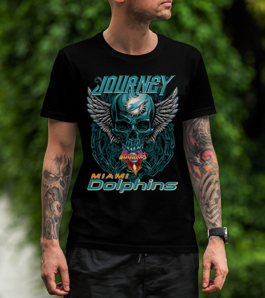 Journey Miami Dolphins Skull With Wings T-Shirt