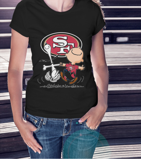 Snoopy And Charlie Brown Dancing With San Francisco 49ers SF T-Shirt