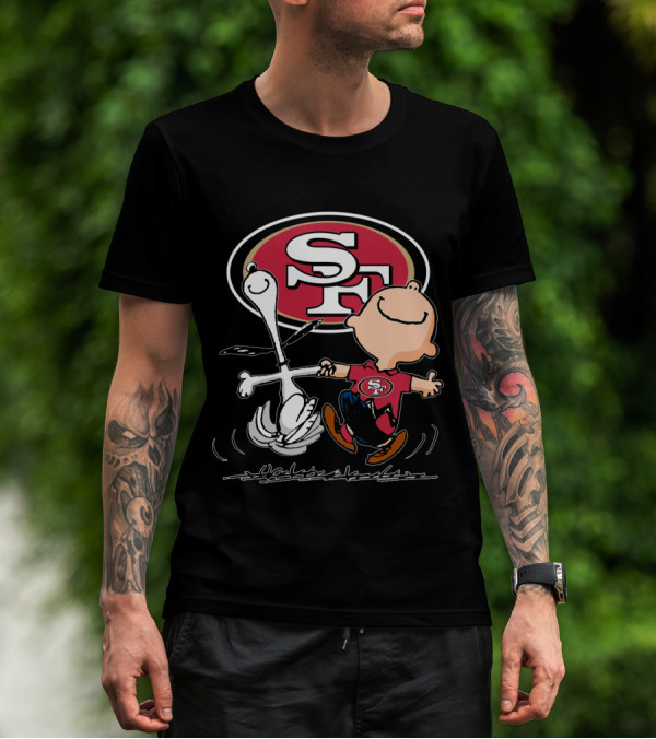 Snoopy And Charlie Brown Dancing With San Francisco 49ers SF T-Shirt