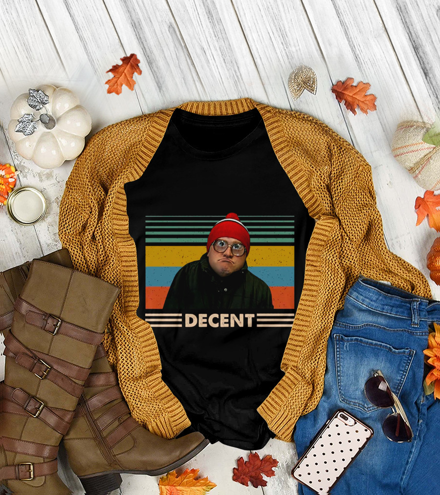 DEcent Retro Stripes Red Beanie Glasses Character T-Shirt