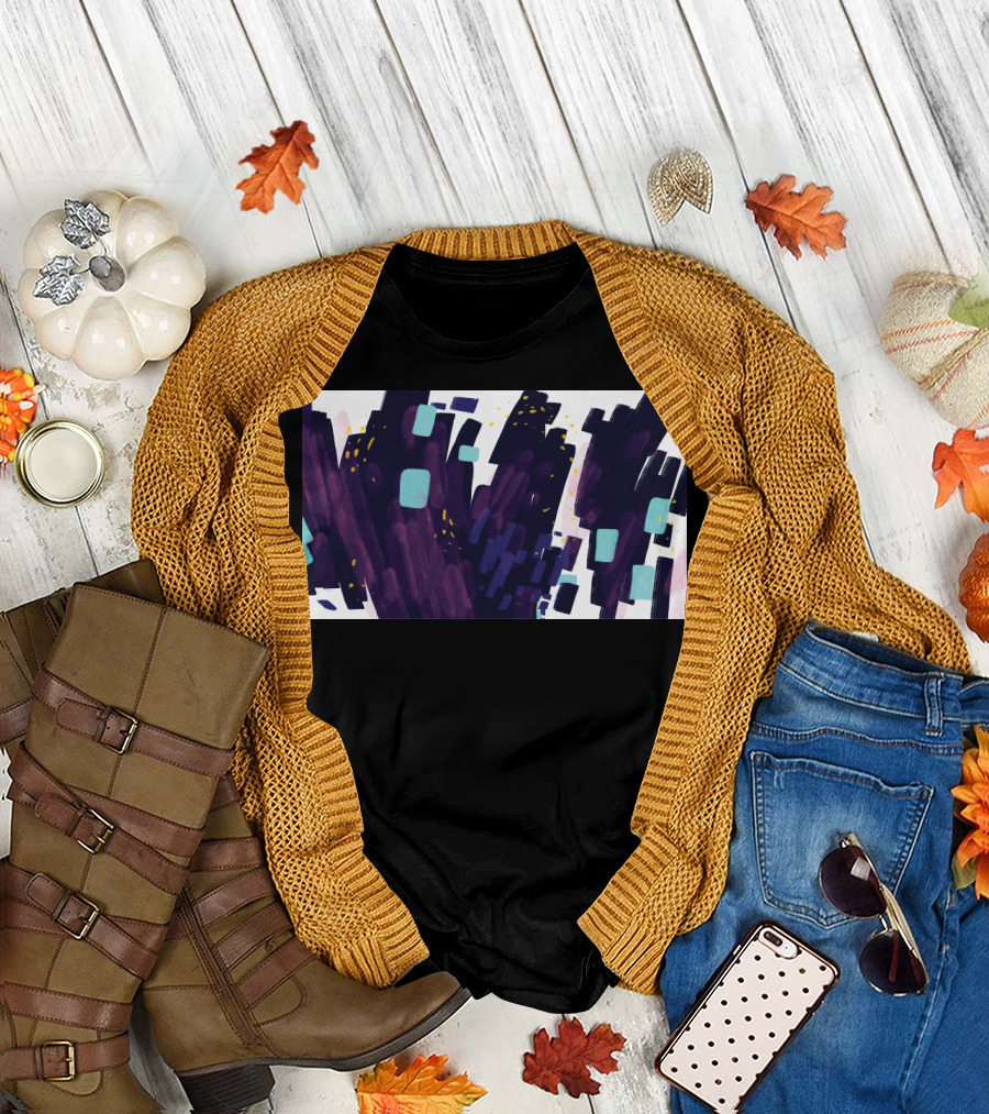 Emery Abstract Geometric Pattern with Purple and Teal Shapes T-Shirt