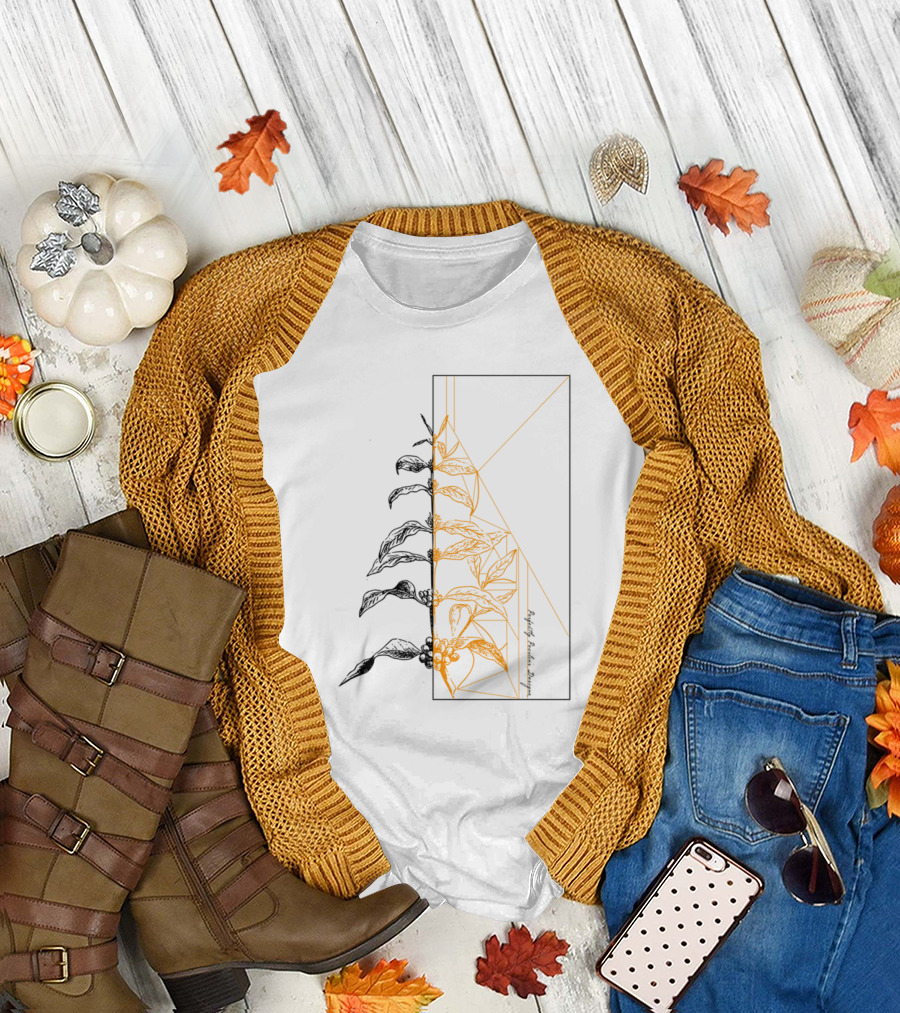 Peculiar Coffee Plant Geometric Gold Botanical T-Shirt