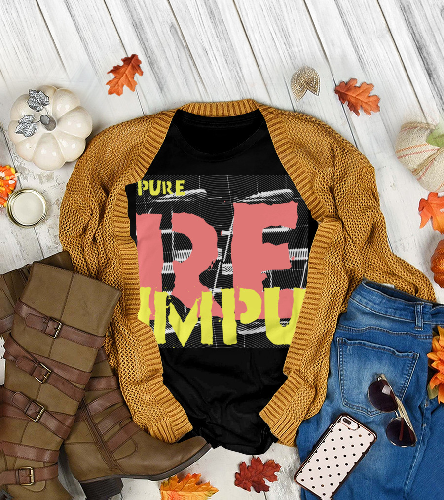 Pure Impure Bold Graphic Text with Distorted Lines T-Shirt